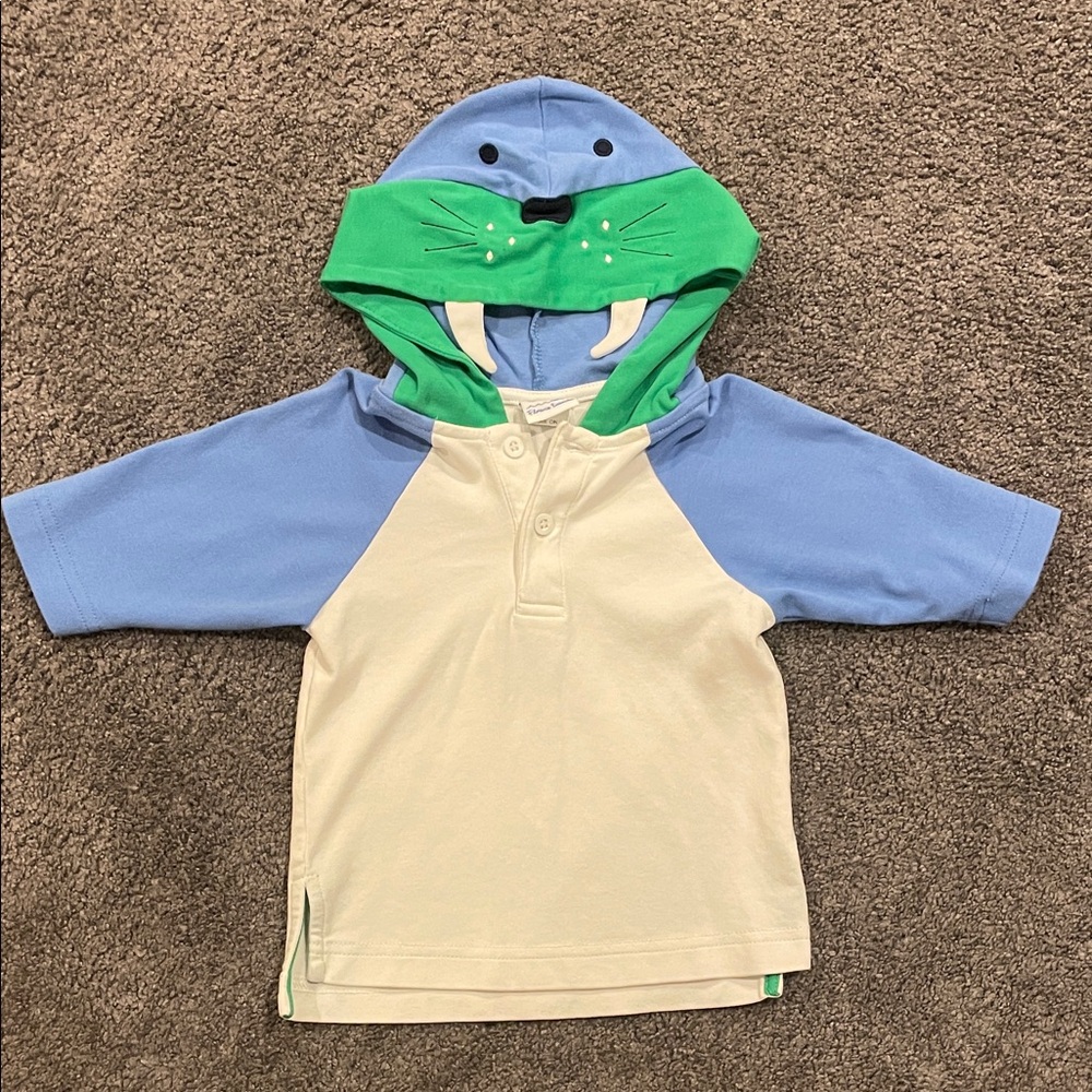 NWOT Florence Eiseman 12m Lightweight shirt with Walrus Hood